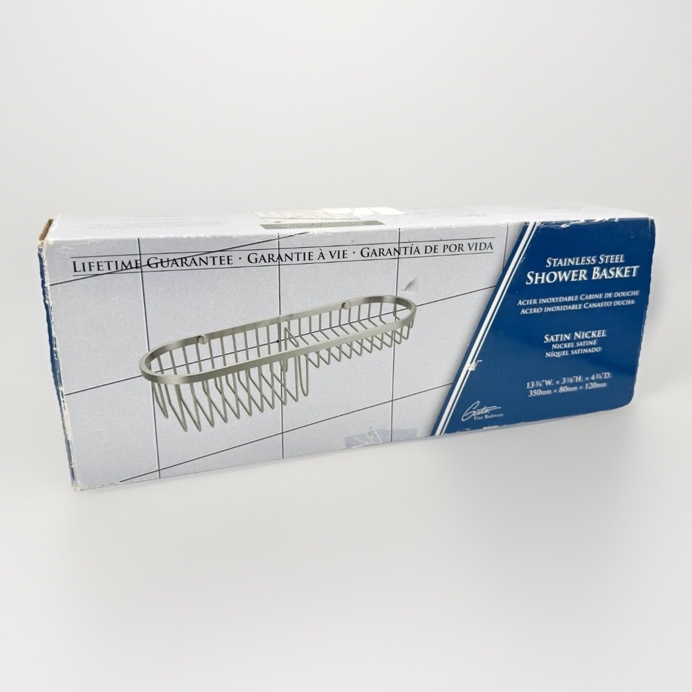 NEW Gatco Satin Nickel Stainless Steel Shower Basket Wall Mount Bath Shelf